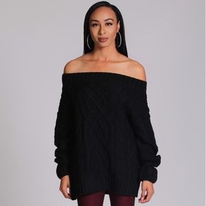 "Off the Shoulder" - Black Sweater